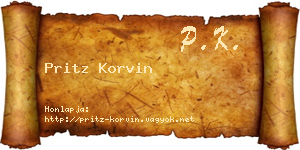 Pritz Korvin névjegykártya
